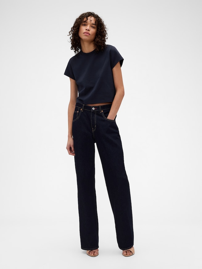 Gap x Victoria Beckham オーガニックコットン ロゴ クロップドTシャツ-1