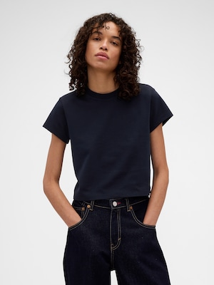 Gap x Victoria Beckham オーガニックコットン ロゴ クロップドTシャツ