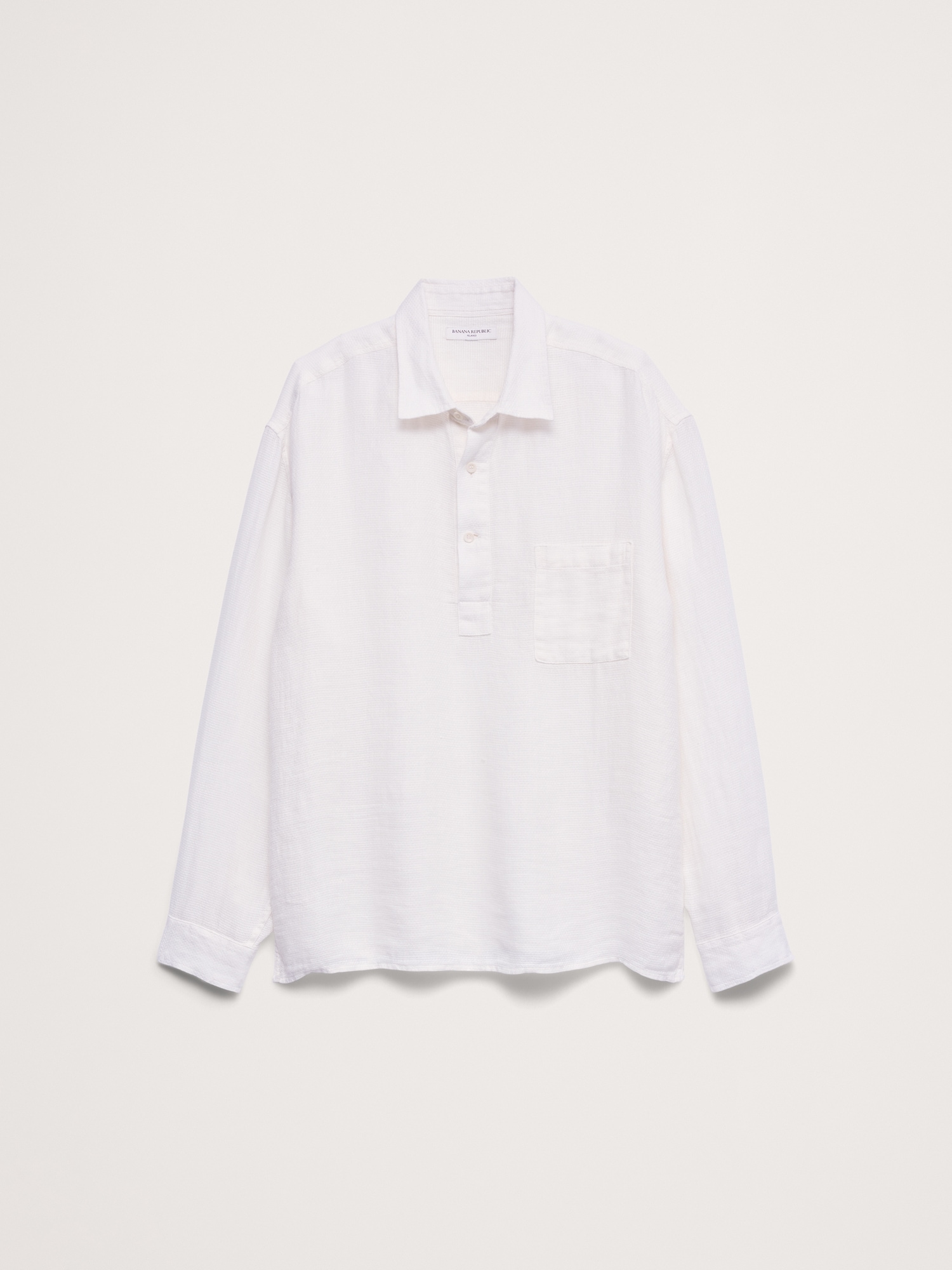 リラックスフィット リネン ポップオーバー シャツ-3