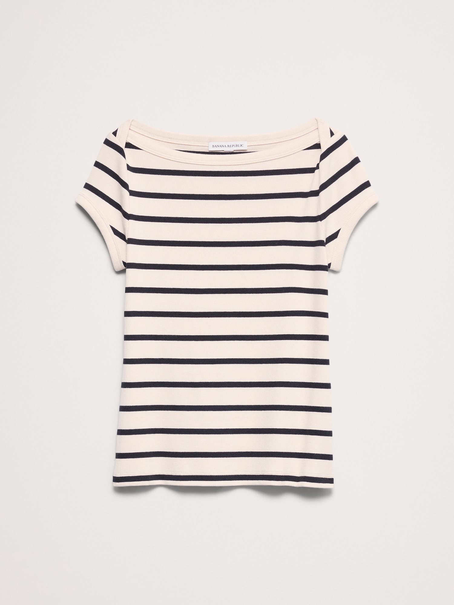 リブ ボートネック トップス-3