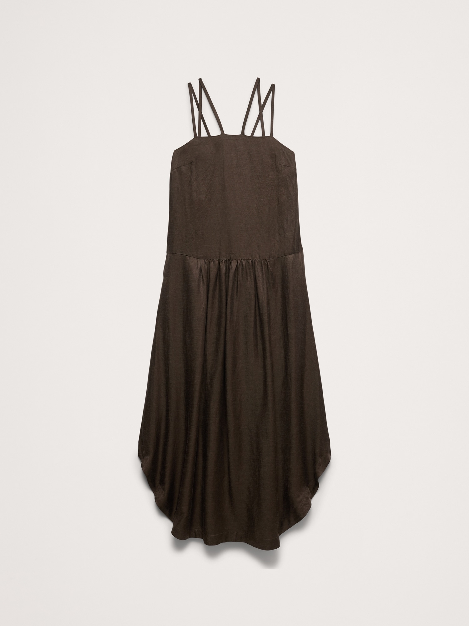 Viscose-Linen Drop-Waist Maxi Dress