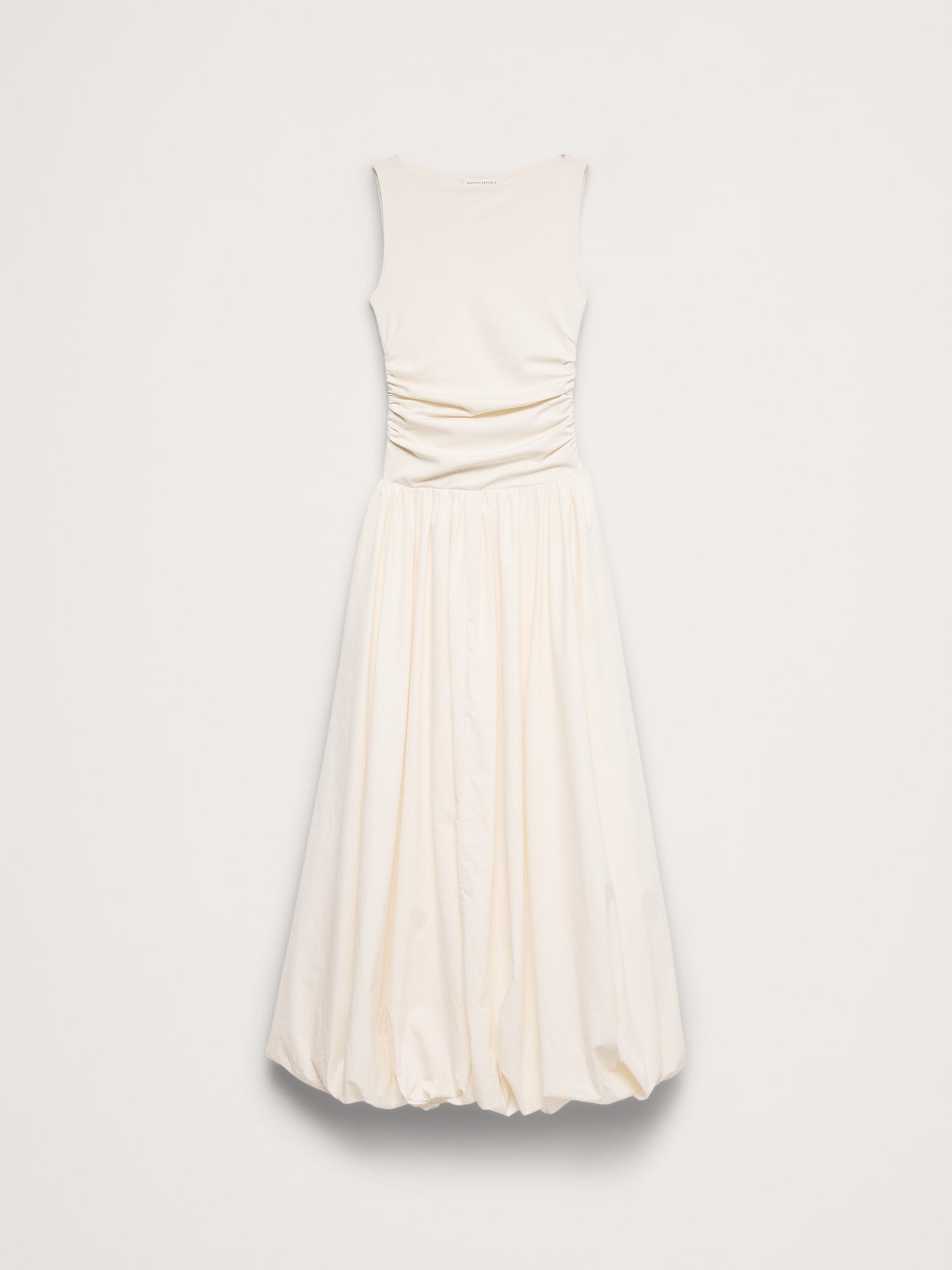 Jersey + Cotton Poplin Bubble-Hem Dress | Banana Republic