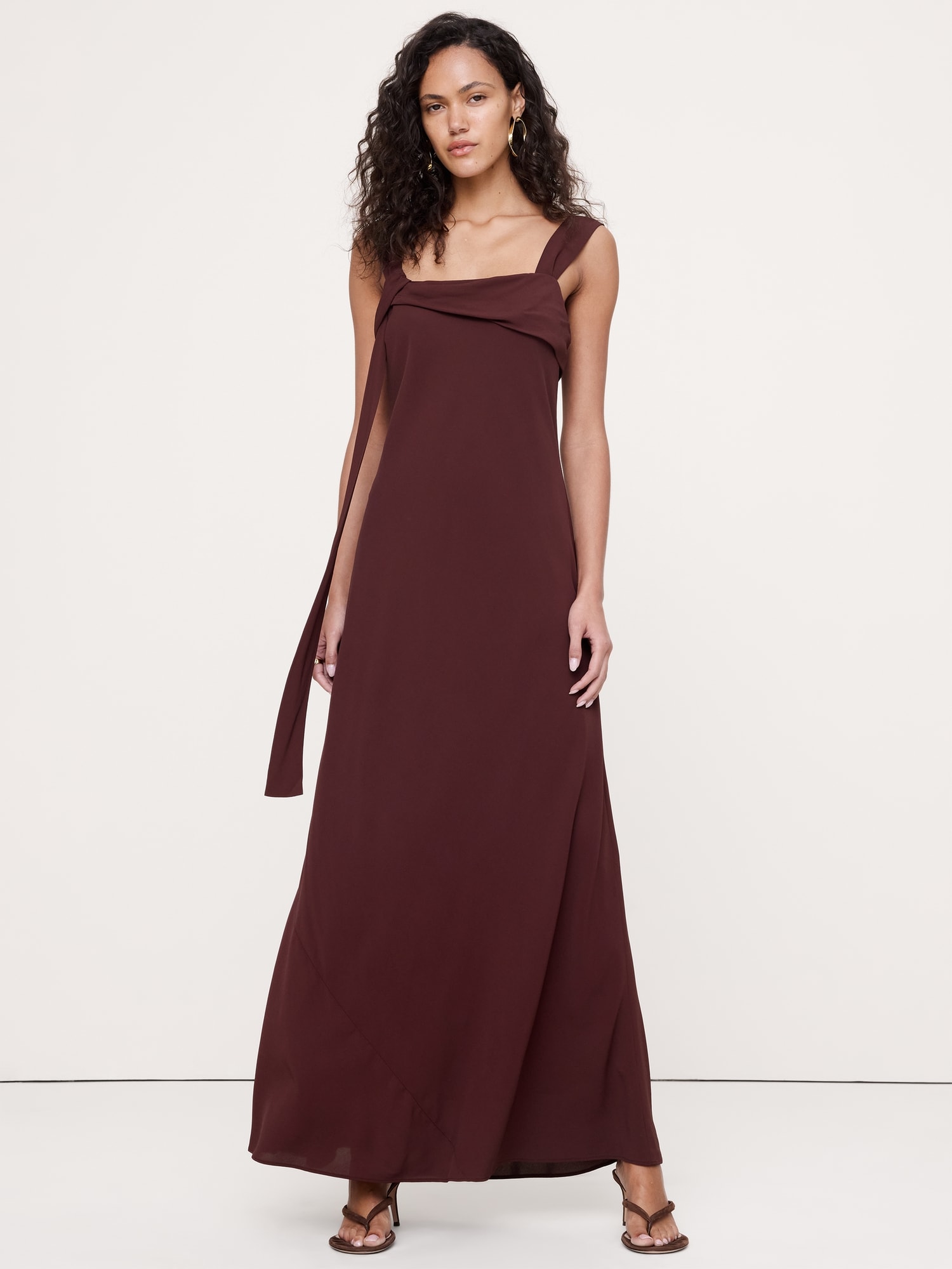 Drapey Georgette Bias-Cut Slip Dress - Radicchio Burgundy