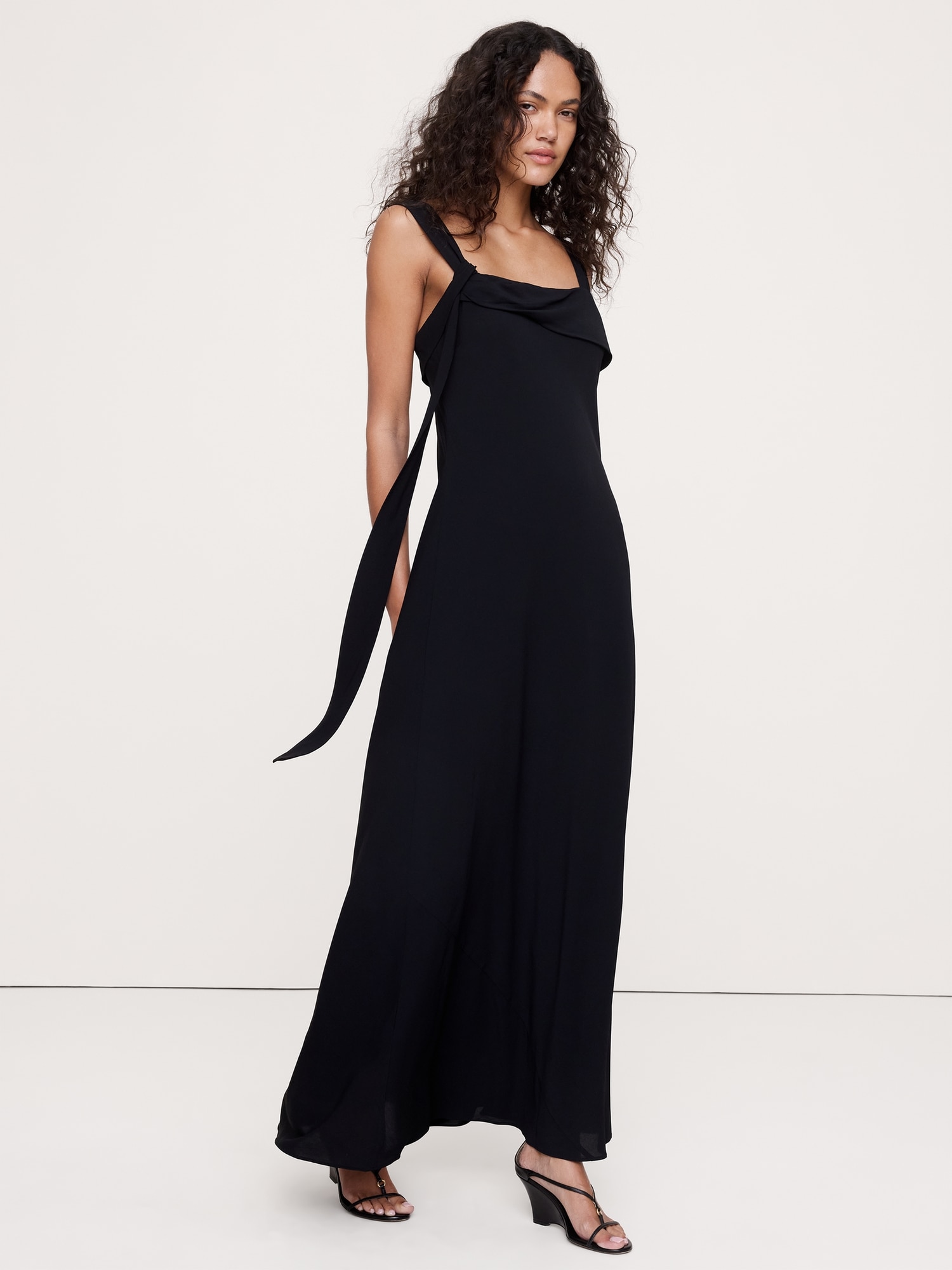 Drapey Georgette Bias-Cut Slip Dress