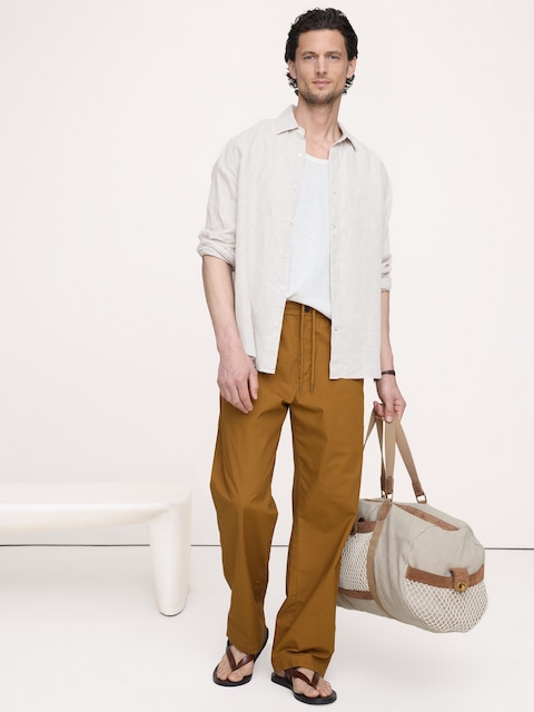 PANTALON ESCALE DÉCONTRACTÉ EN COTON À TAILLE EXTENSIBLE