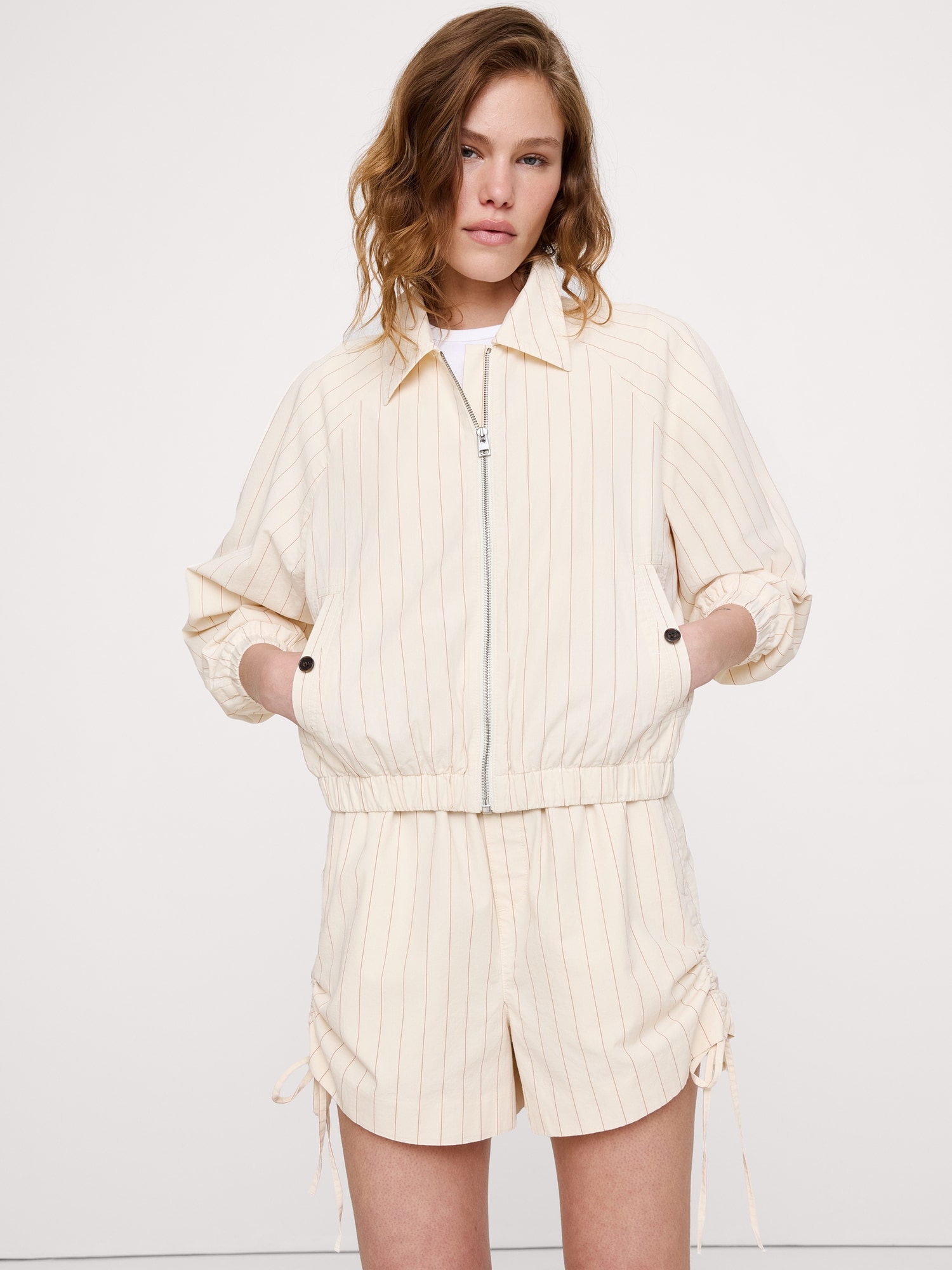 BLOUSON D'AVIATEUR EN POPELINE DE COTON