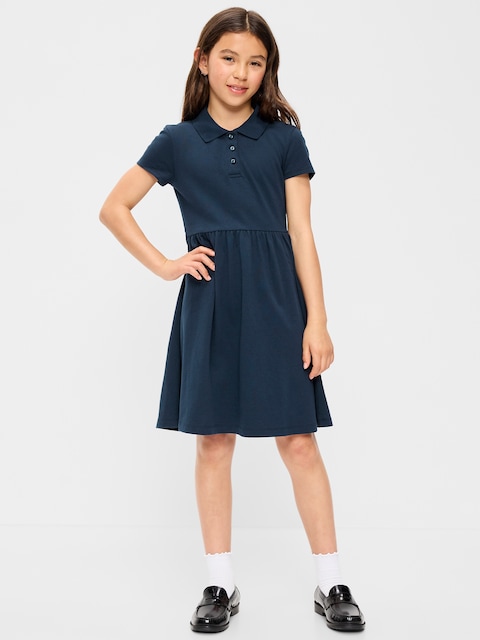 ROBE POLO AJUSTÉE ET ÉVASÉE D'UNIFORME SCOLAIRE EN PIQUÉ POUR FILLE