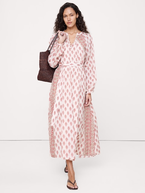 ROBE CAFTAN LONGUE EN COTON LÉGER