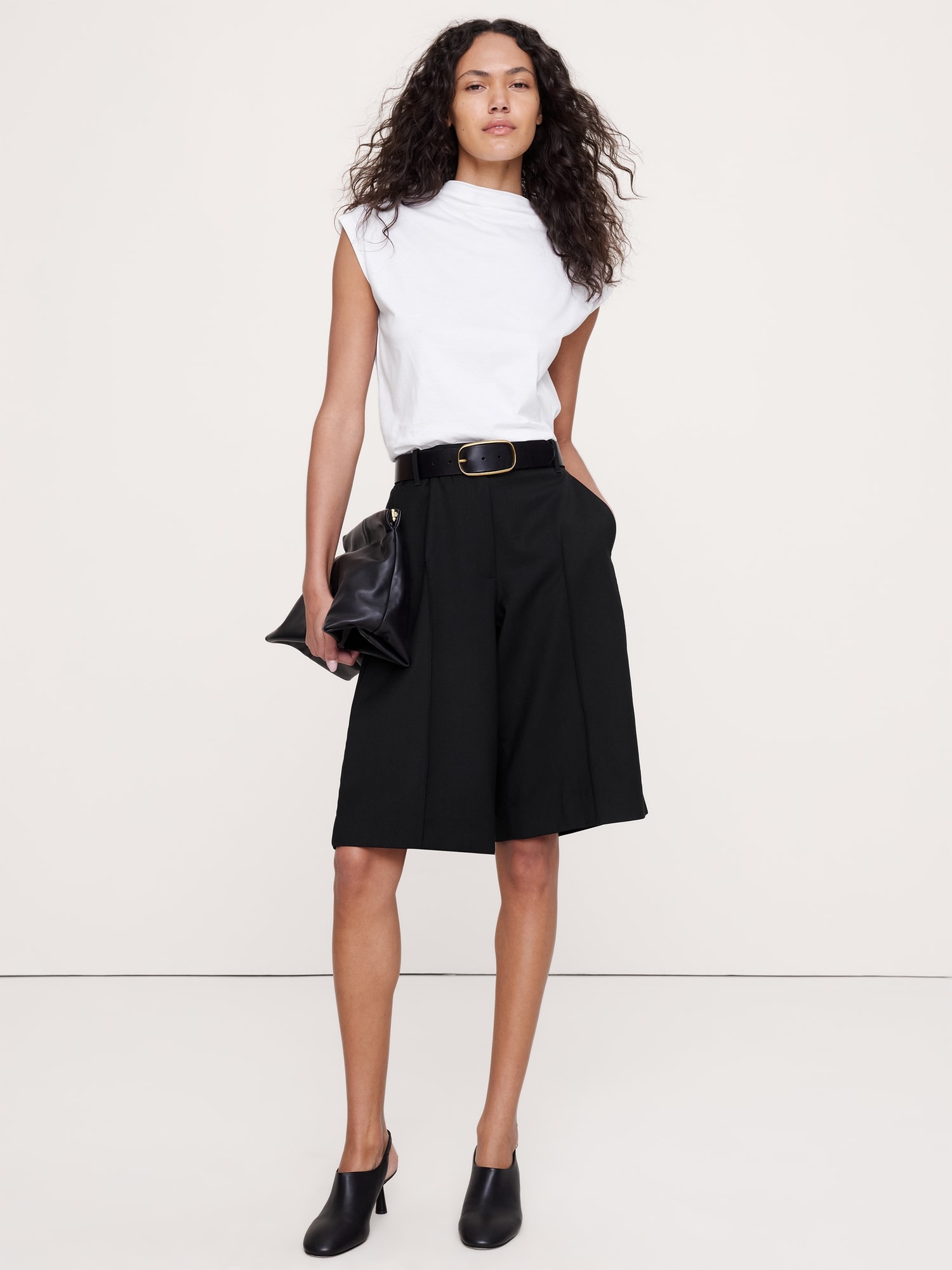 シルキー コットン モックネックトップス-0