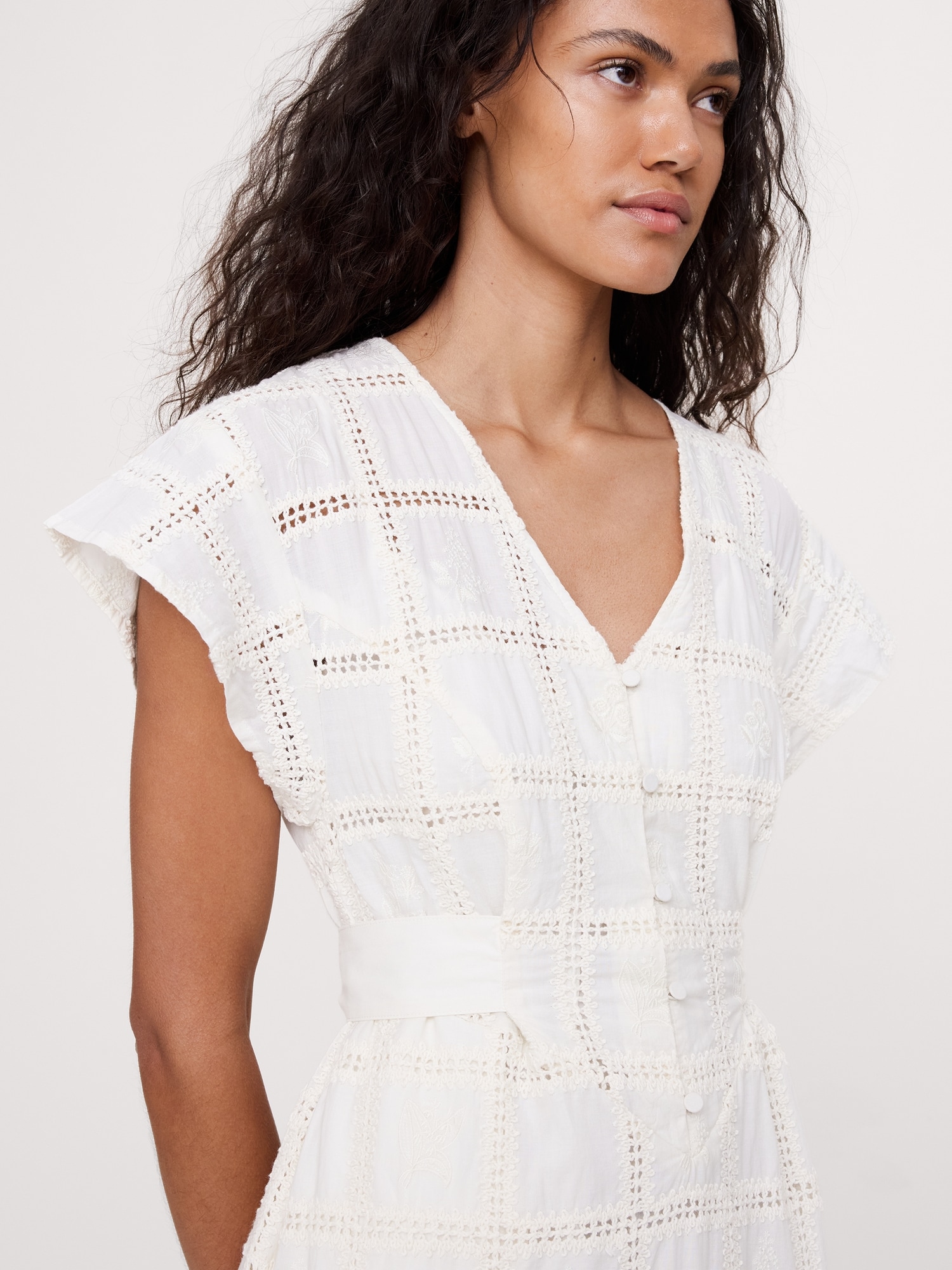 エンブロイダリー コットン マキシ ドレス-3