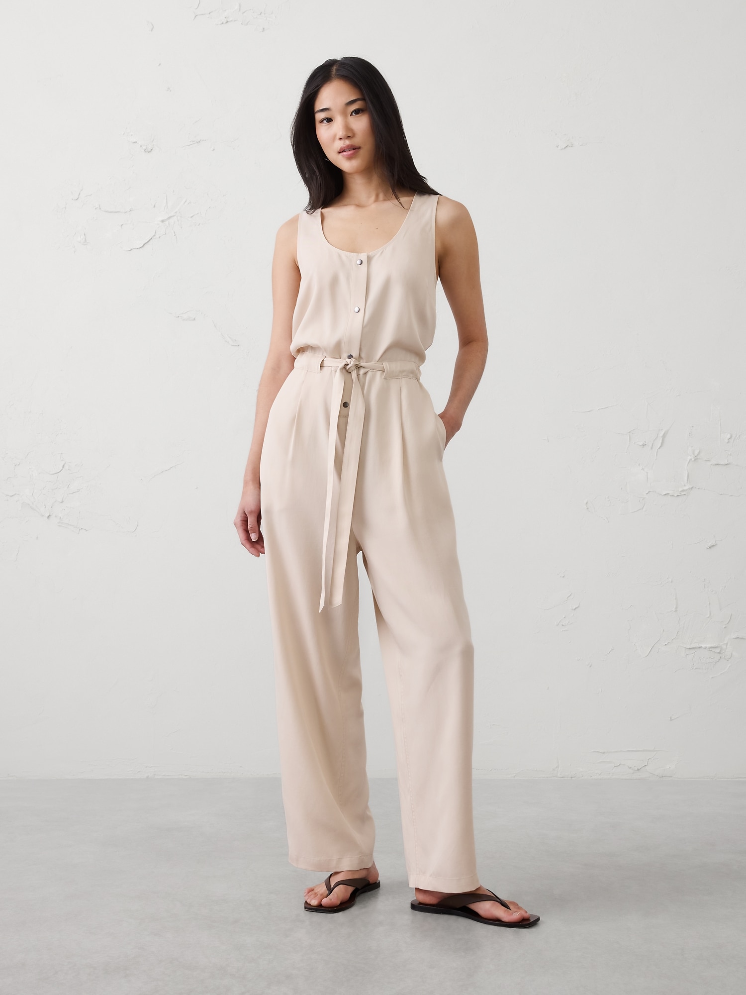 Tencel Cinch-Waist Jumpsuit