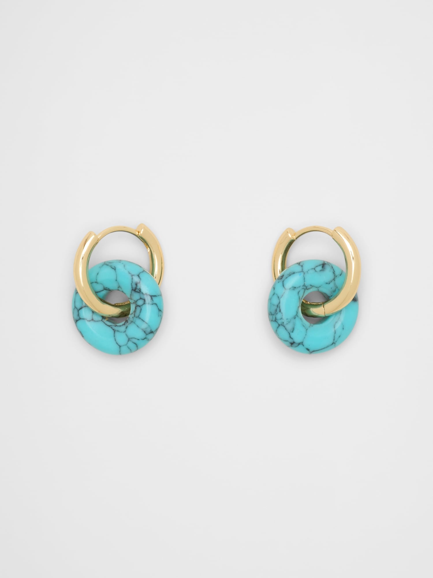 Stone Donut Hoop Earrings