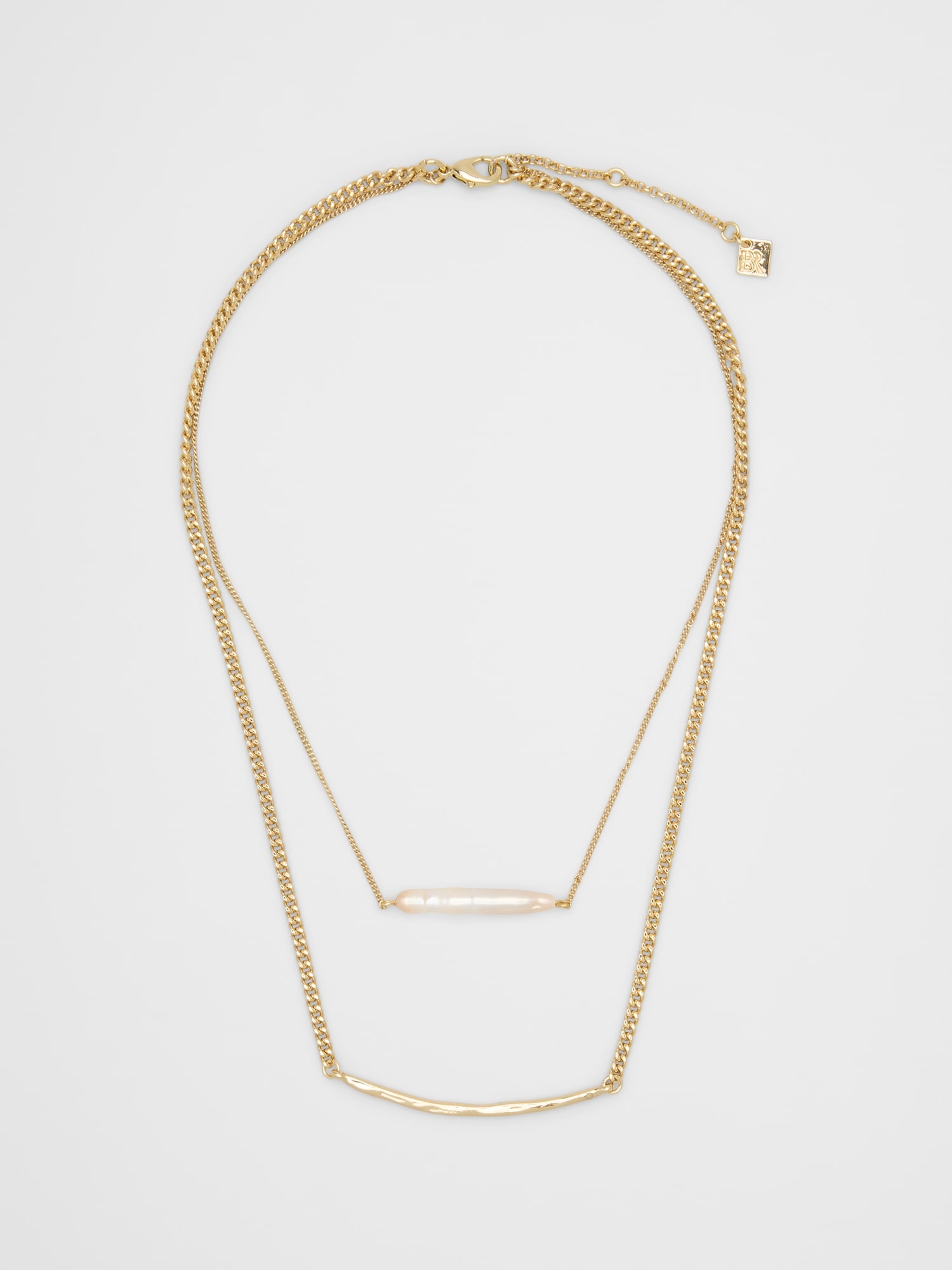 Layered Pearl Bar Necklace