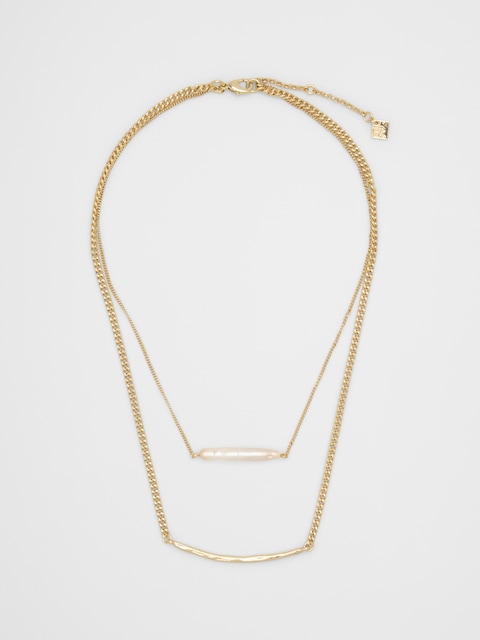 Layered Pearl Bar Necklace