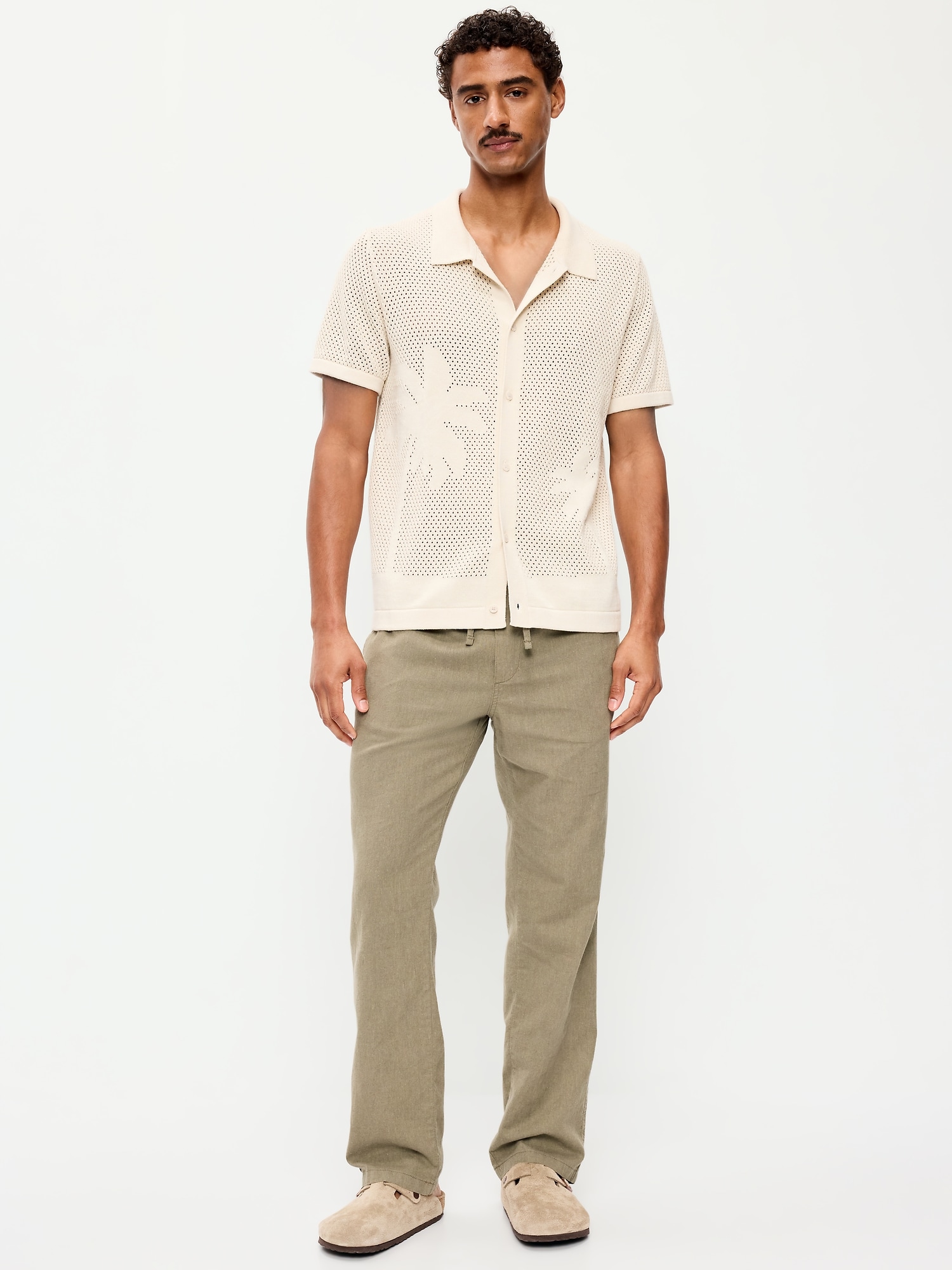 PANTALON DROIT ANNÉES 1990 EN MÉLANGE DE LIN