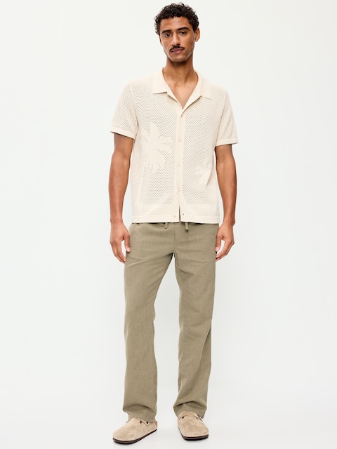 90's Straight-Fit Linen-Blend Pants