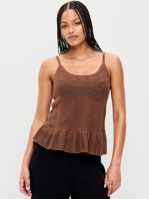 Metallic Peplum Tank Top
