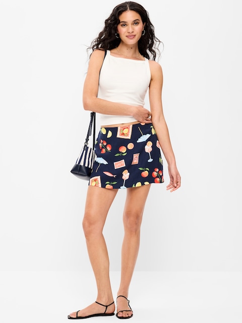 Linen-Blend Micro Skort