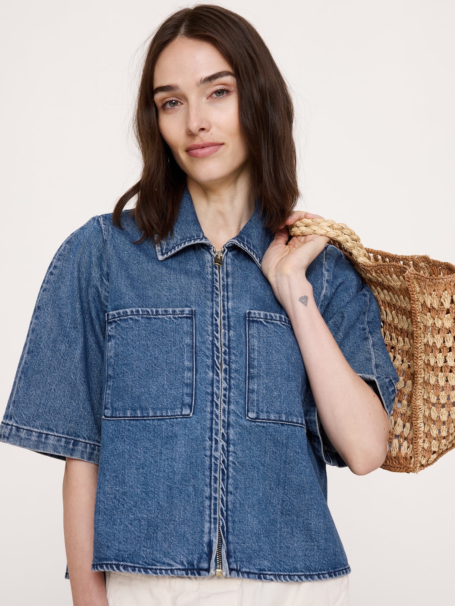Denim Flare-Sleeve Jacket
