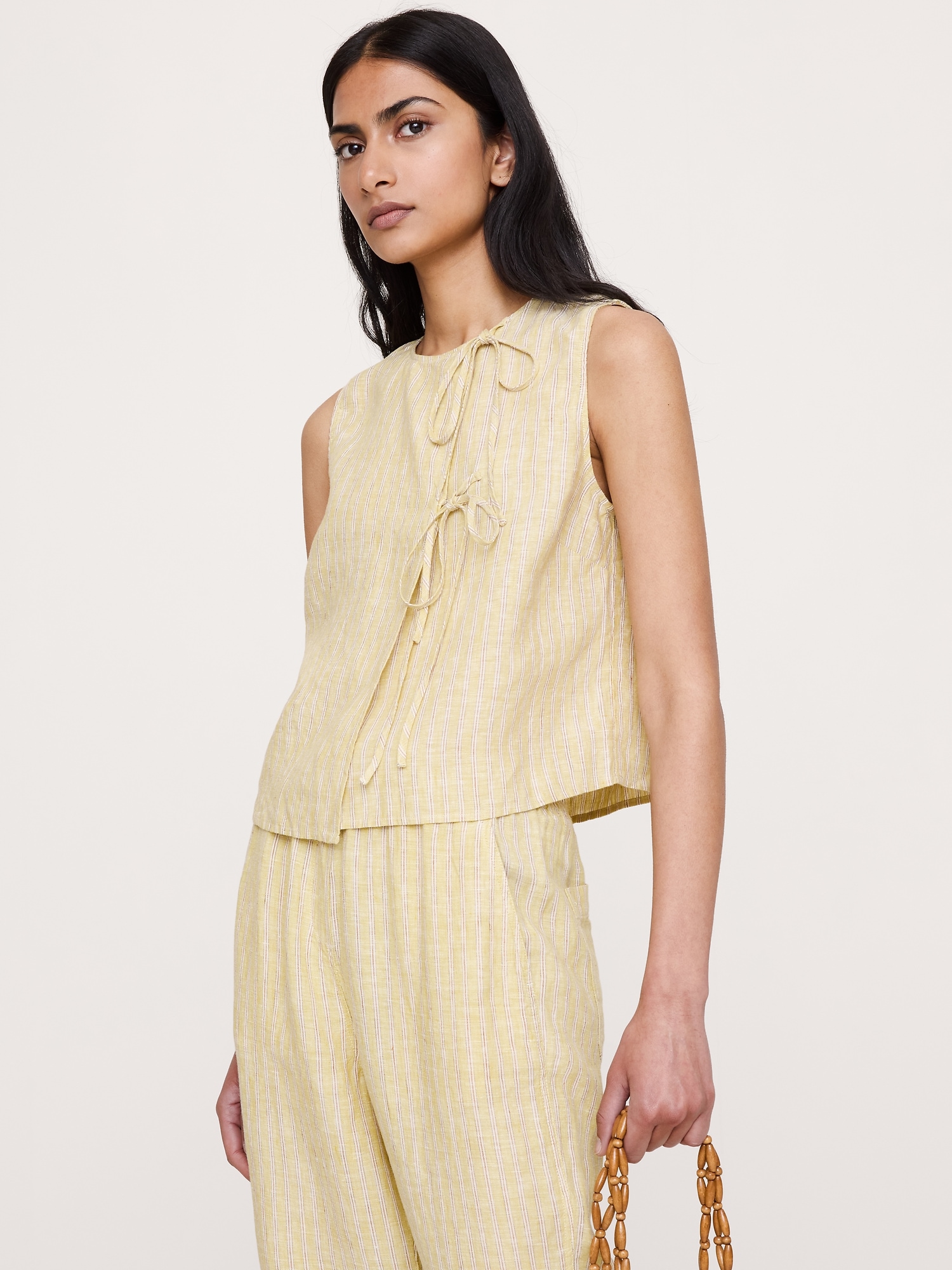 CAMISOLE À DOUBLE LIEN EN LIN