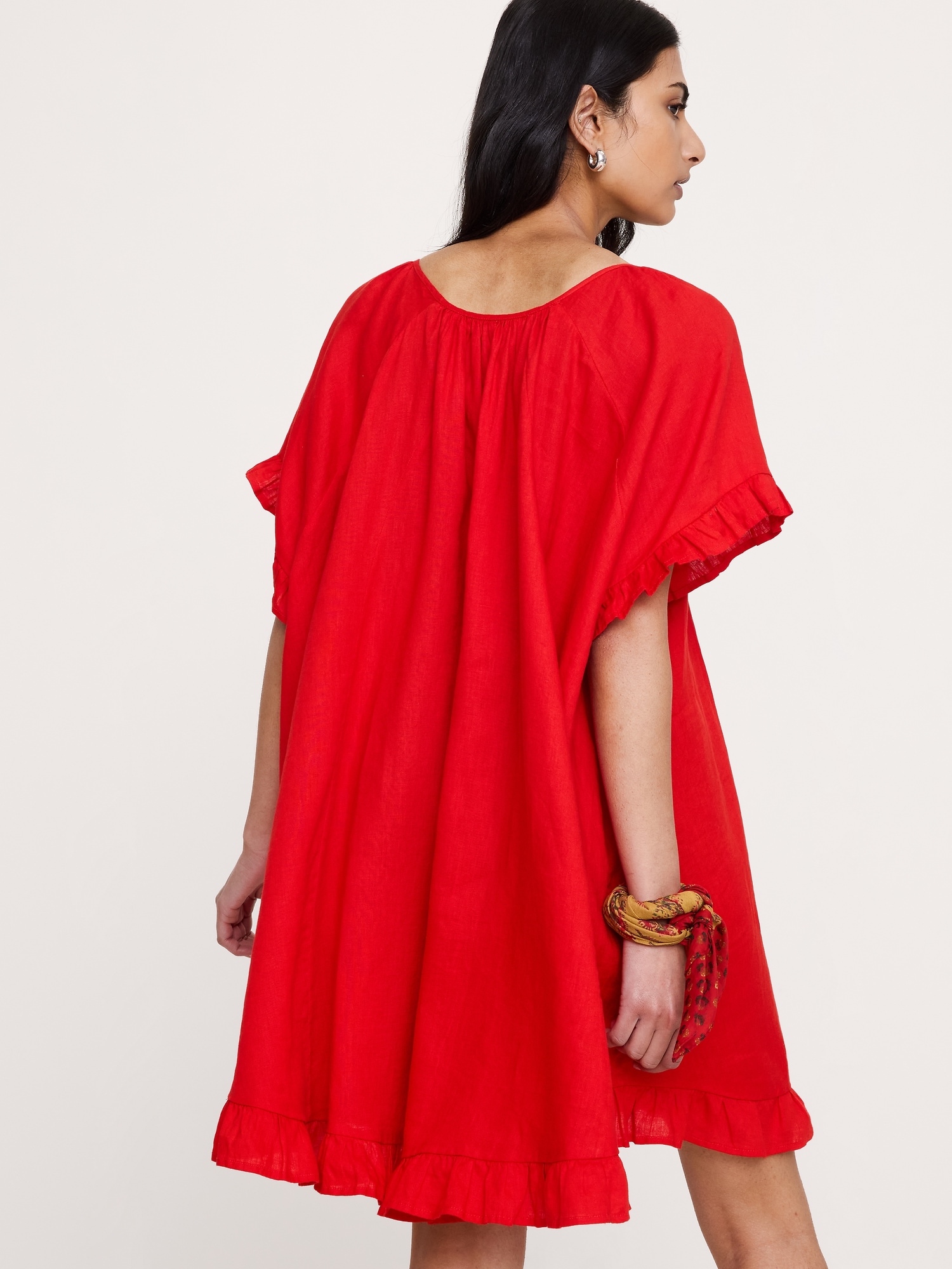 Ruffle Trim Mini Dress