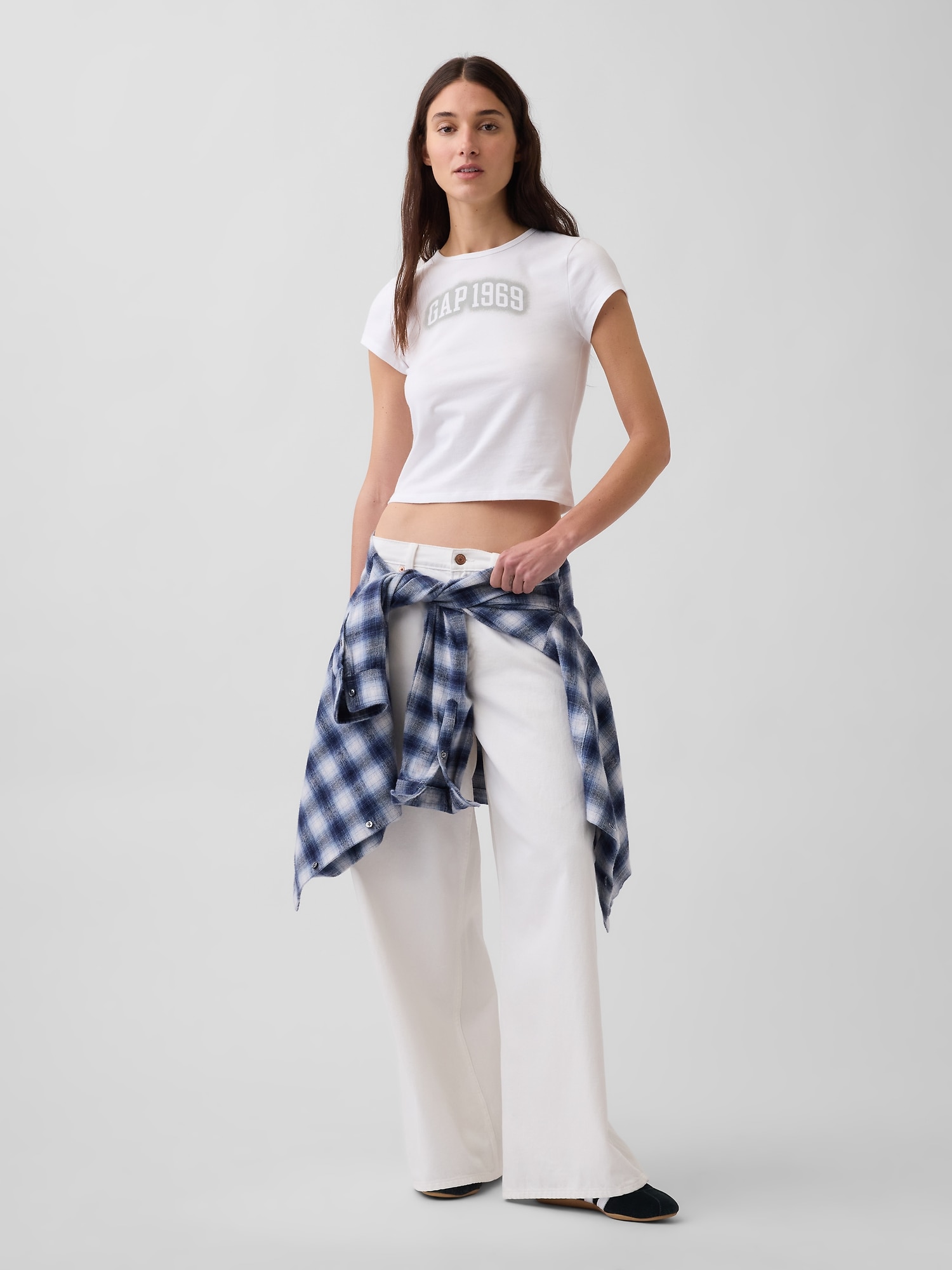 コットン ジャージー フィット クロップド グラフィックTシャツ-1