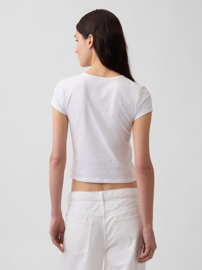 コットン ジャージー フィット クロップド グラフィックTシャツ-2