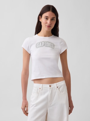 コットン ジャージー フィット クロップド グラフィックTシャツ