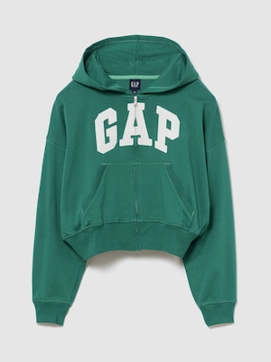 フレンチテリー オーバーサイズ GAPロゴ ジップアップパーカー