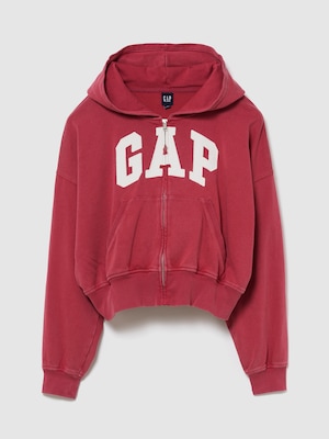 フレンチテリー オーバーサイズ GAPロゴ ジップアップパーカー