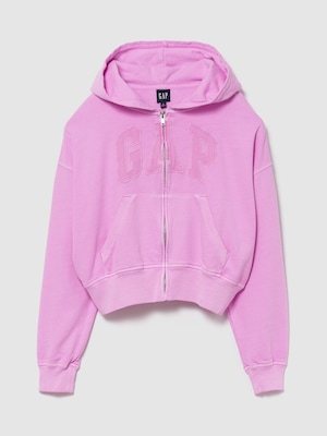 フレンチテリー オーバーサイズ GAPロゴ ジップアップパーカー