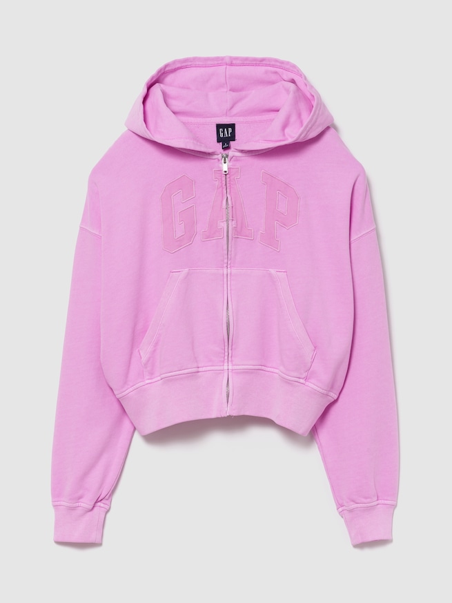 フレンチテリー オーバーサイズ GAPロゴ ジップアップパーカー-0
