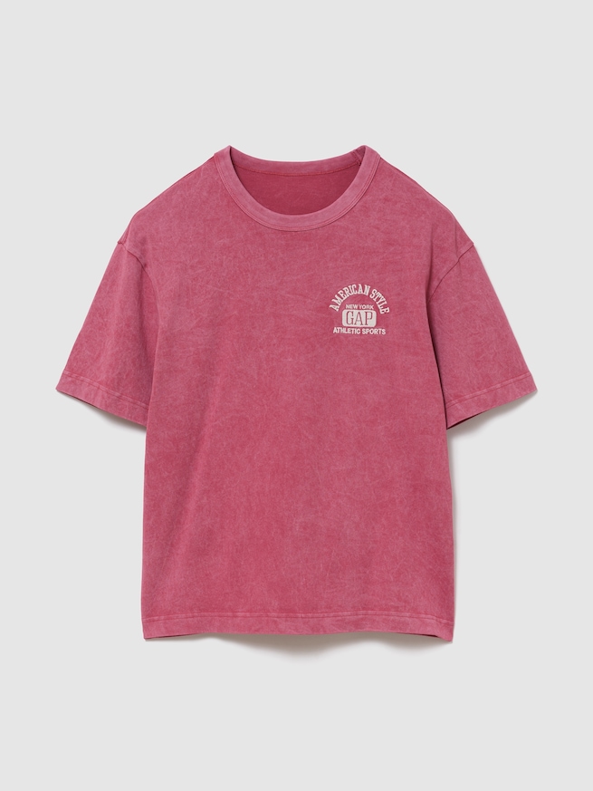 ヘビーウェイト GAPロゴ リラックスフィット クロップドTシャツ-0