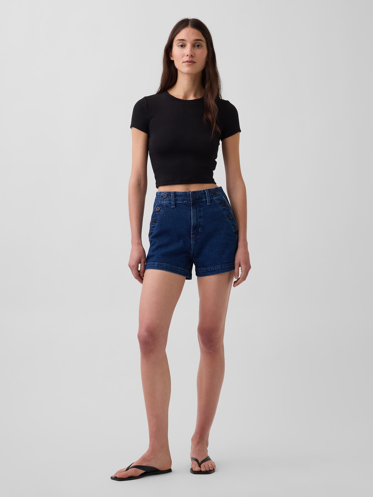 3.5" High Rise Sailor Denim Shorts