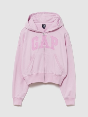 フレンチテリー オーバーサイズ GAPロゴ ジップアップパーカー