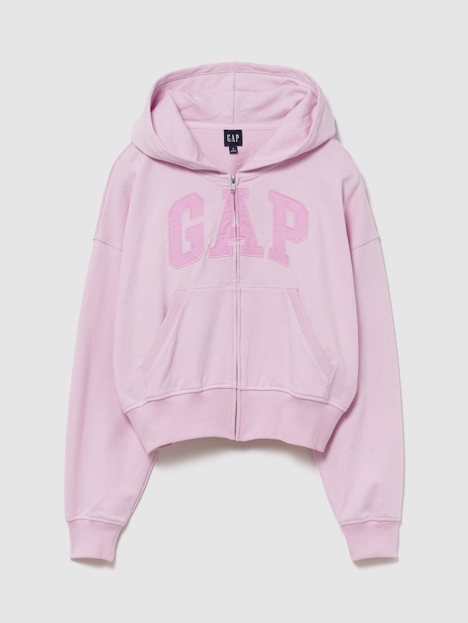 フレンチテリー オーバーサイズ GAPロゴ ジップアップパーカー-0