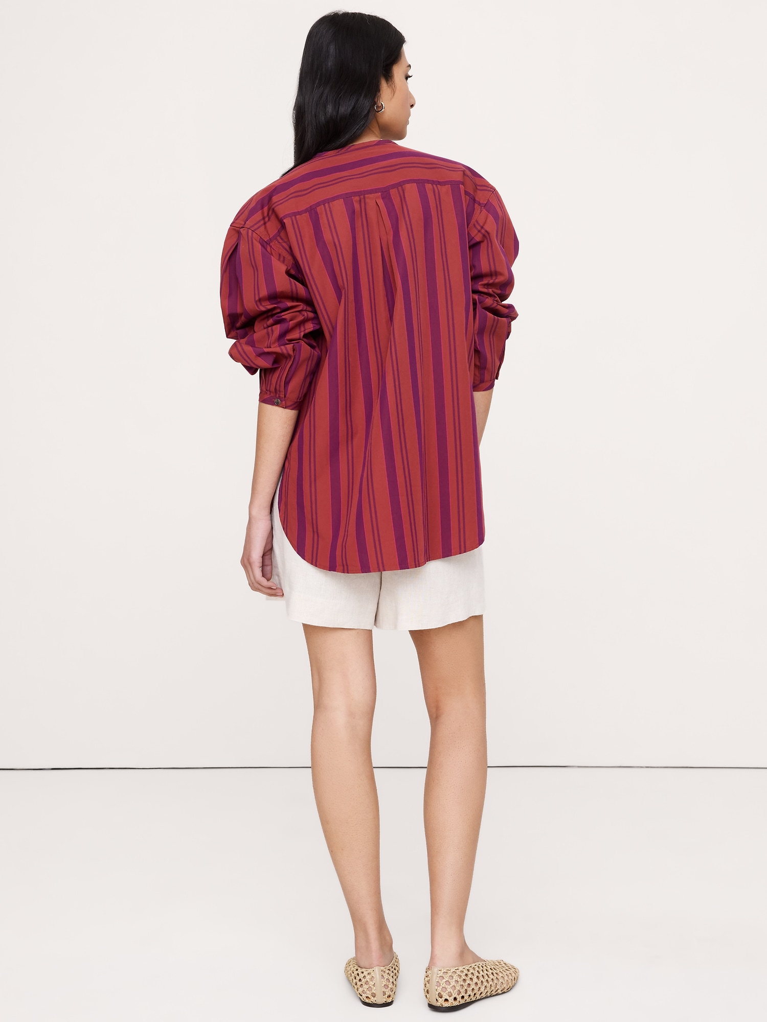 コットンポプリン ノーカラーチュニック-1