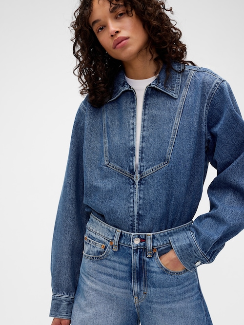 Gap &times; Victoria Beckham デニム ジップアップシャツ