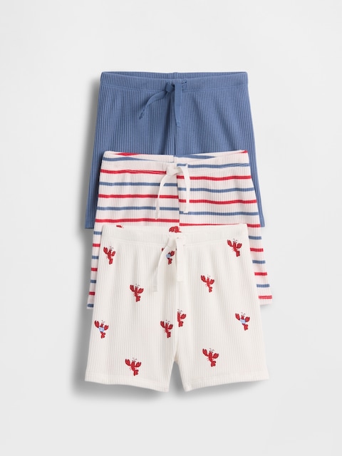SHORT FINEMENT CÔTELÉ À TAILLE ÉLASTIQUE À RAYURES PREMIERS ESSENTIELS POUR BÉBÉ (PAQUET DE 3)