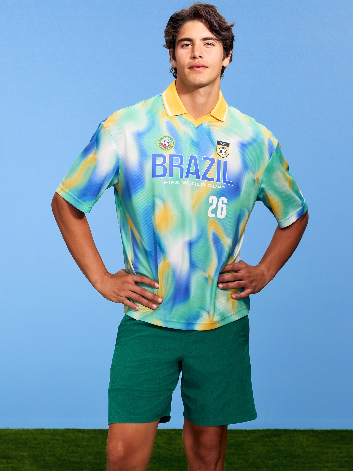 T-SHIRT EN JERSEY À COL COUPE DU MONDE DE LA FIFA 26™, BRÉSIL POUR HOMME