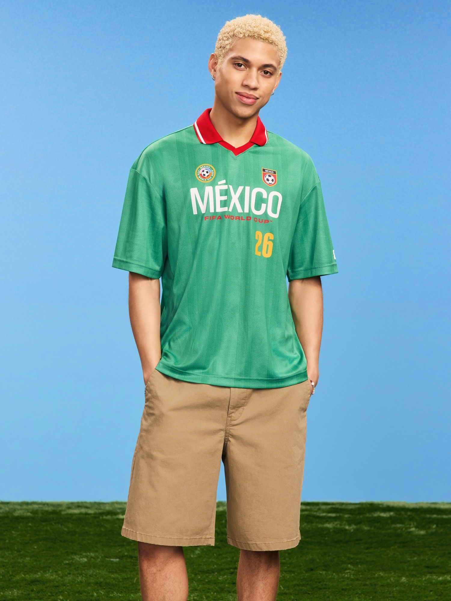 T-SHIRT EN JERSEY À COL COUPE DU MONDE DE LA FIFA 26™, MEXIQUE POUR HOMME