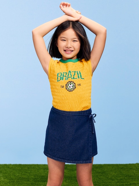 T-SHIRT SMOCKÉ À IMPRIMÉ DE LA COUPE DU MONDE DE LA FIFA 26™, BRÉSIL POUR FILLE