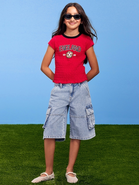 T-SHIRT SMOCKÉ À IMPRIMÉ DE LA COUPE DU MONDE DE LA FIFA 26™, ANGLETERRE POUR FILLE