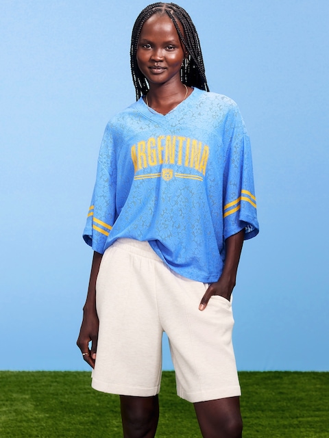 FIFA World Cup 26™ Argentina Boxy Lace V-Neck T-Shirt for Women