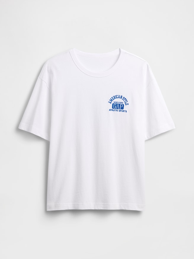 ヘビーウェイト GAPロゴ リラックスフィット クロップドTシャツ-4