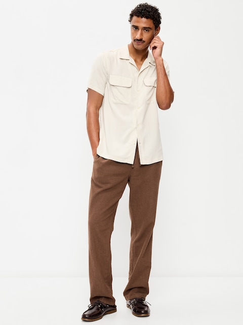 90's Straight-Fit Linen-Blend Pants