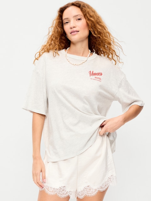 Short-Sleeve Loose Graphic T-Shirt - Faux