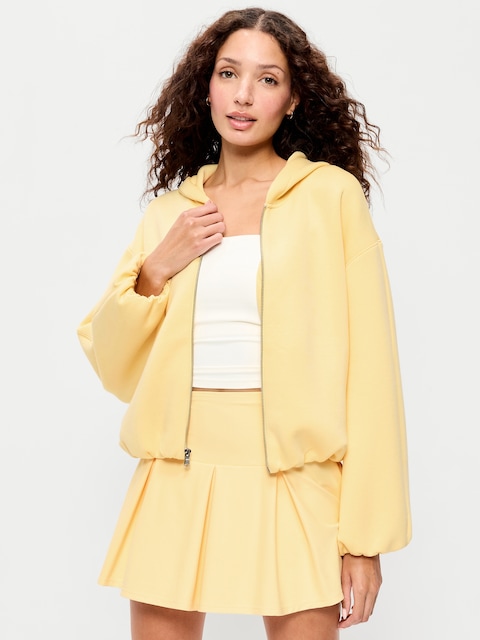 Bounce Fleece Bubble-Hem Hoodie Sweatshirt