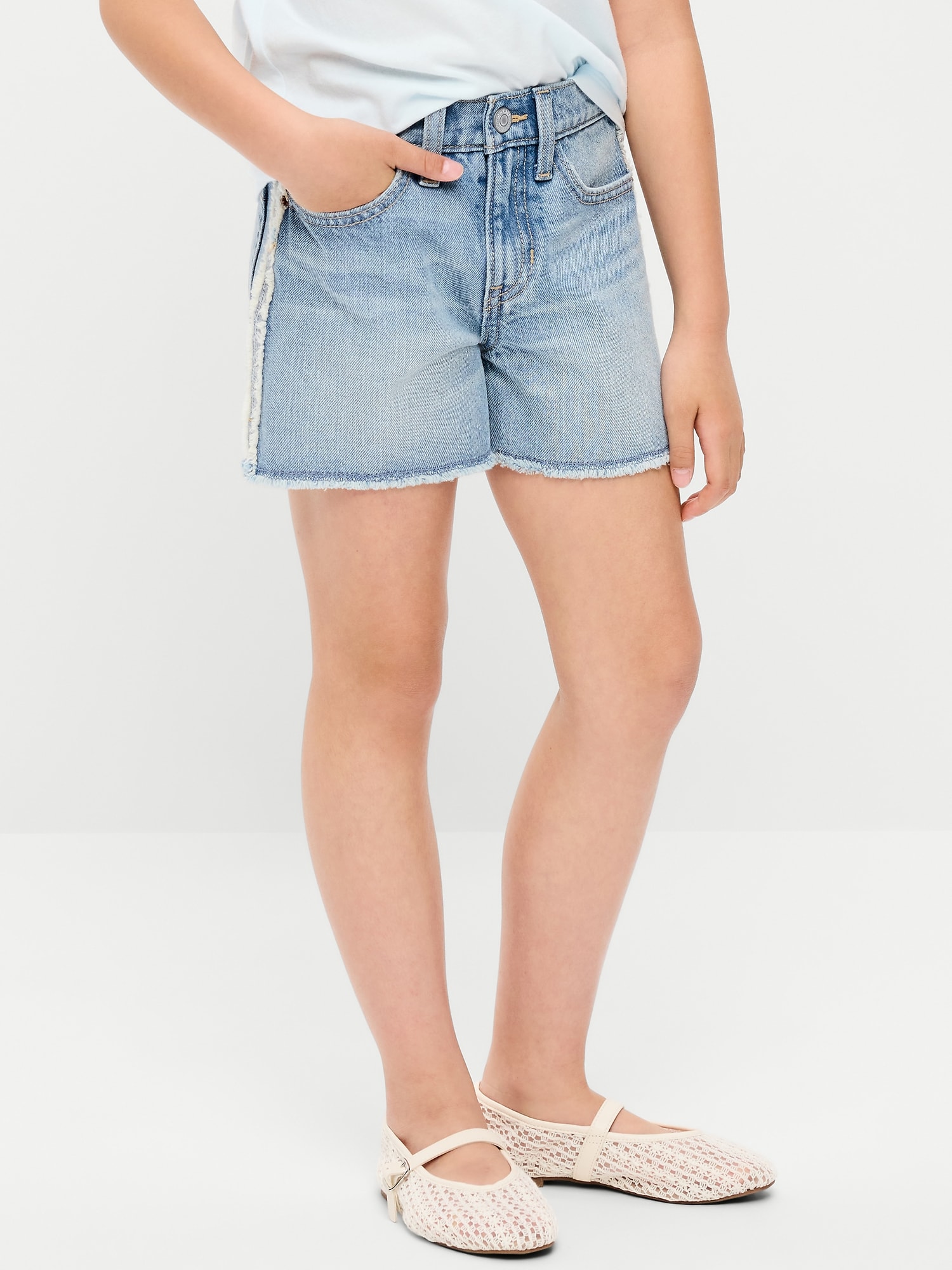 Extra High-Waisted Frayed-Hem Jean Shorts for Girls