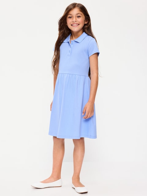 ROBE POLO AJUSTÉE ET ÉVASÉE D'UNIFORME SCOLAIRE EN PIQUÉ POUR FILLE